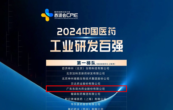 热烈祝贺广东世界杯体育官方网站业上榜“2024中国医药工业研发百强”第一梯队！